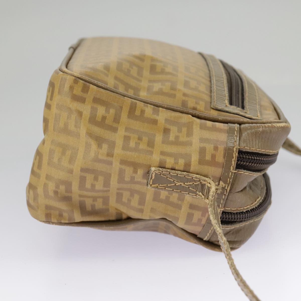 FENDI Zucchino Canvas Shoulder Bag Vintage Beige ar12721
