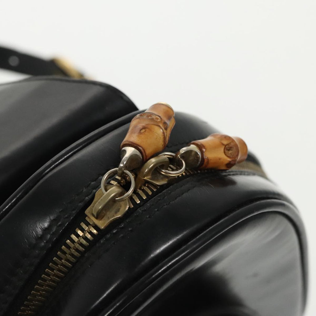 GUCCI Bamboo Body Bag Enamel Black Gold 003 2113 0127 ar12723