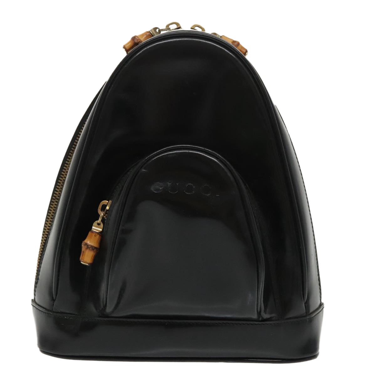 GUCCI Bamboo Body Bag Enamel Black Gold 003 2113 0127 ar12723
