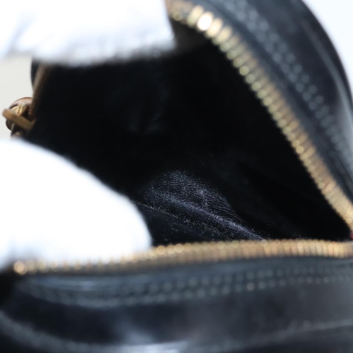 GUCCI Bamboo Body Bag Enamel Black Gold 003 2113 0127 ar12723