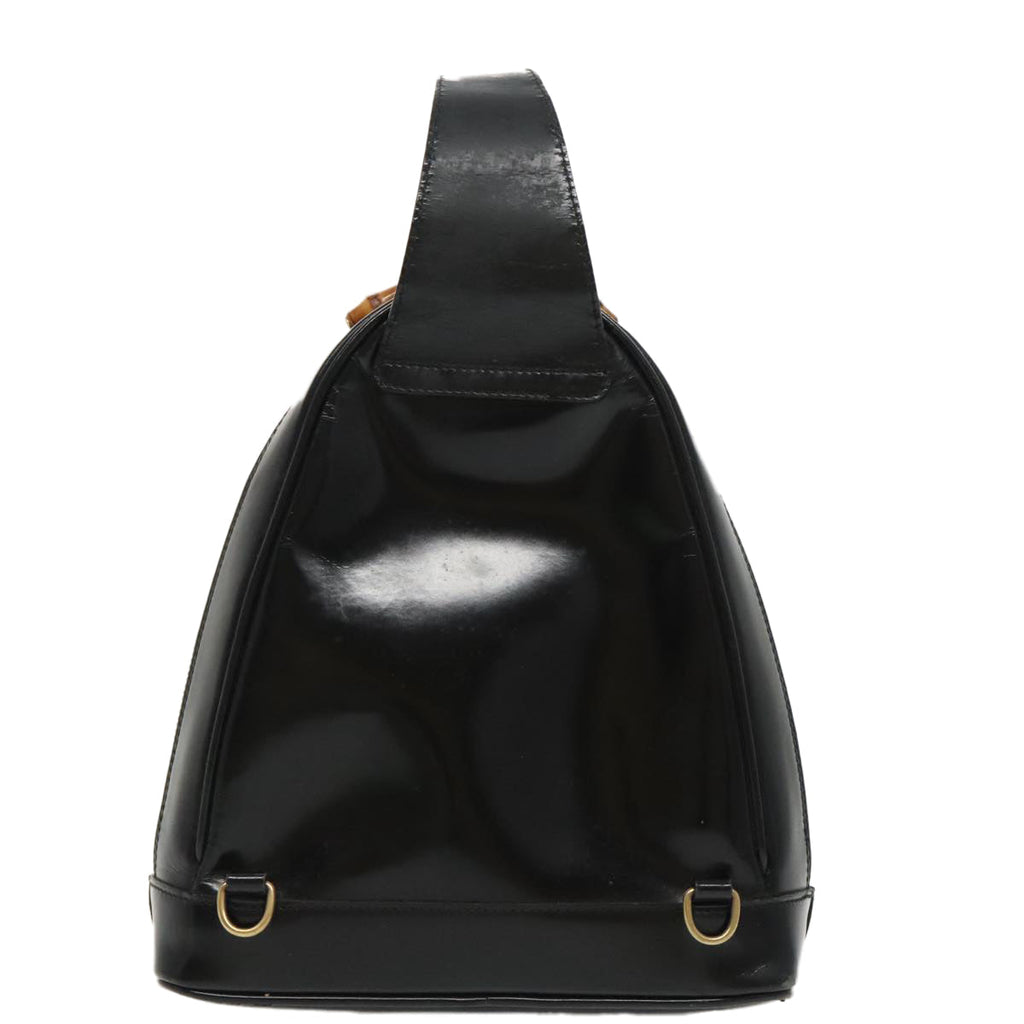 GUCCI Bamboo Body Bag Enamel Black Gold 003 2113 0127 ar12723
