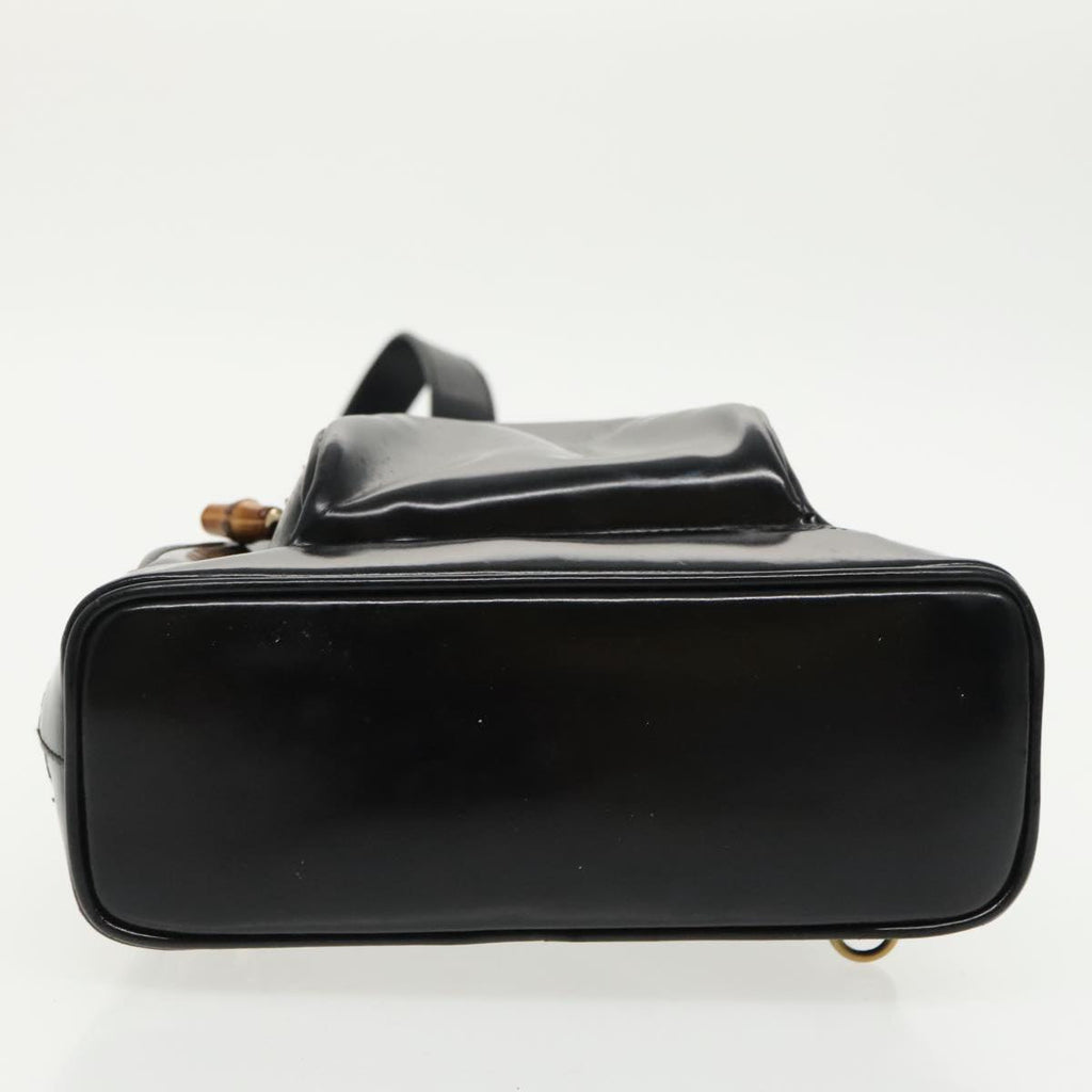 GUCCI Bamboo Body Bag Enamel Black Gold 003 2113 0127 ar12723