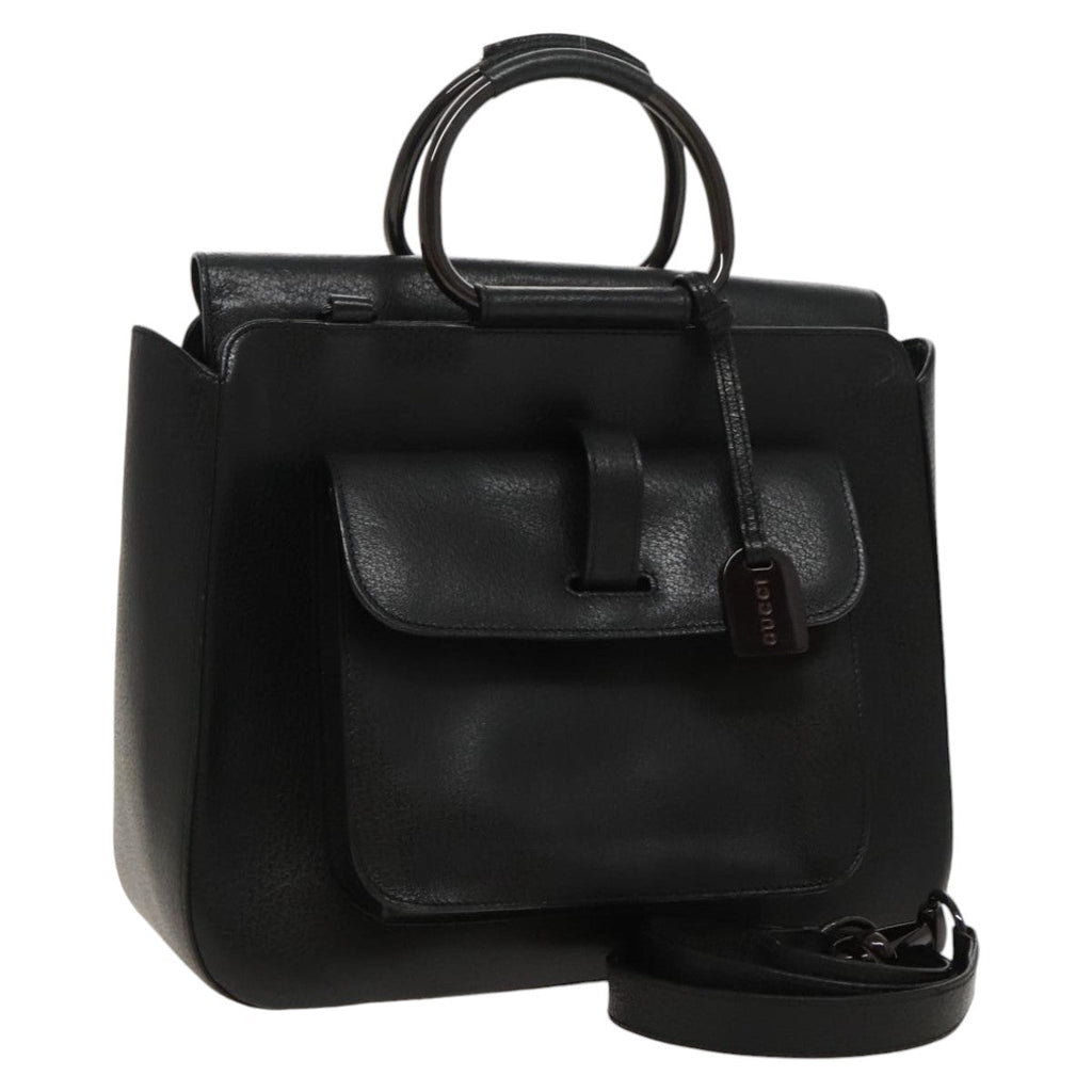 GUCCI Hand Bag Leather 2way Black 000 2058 0307 6 ar12725
