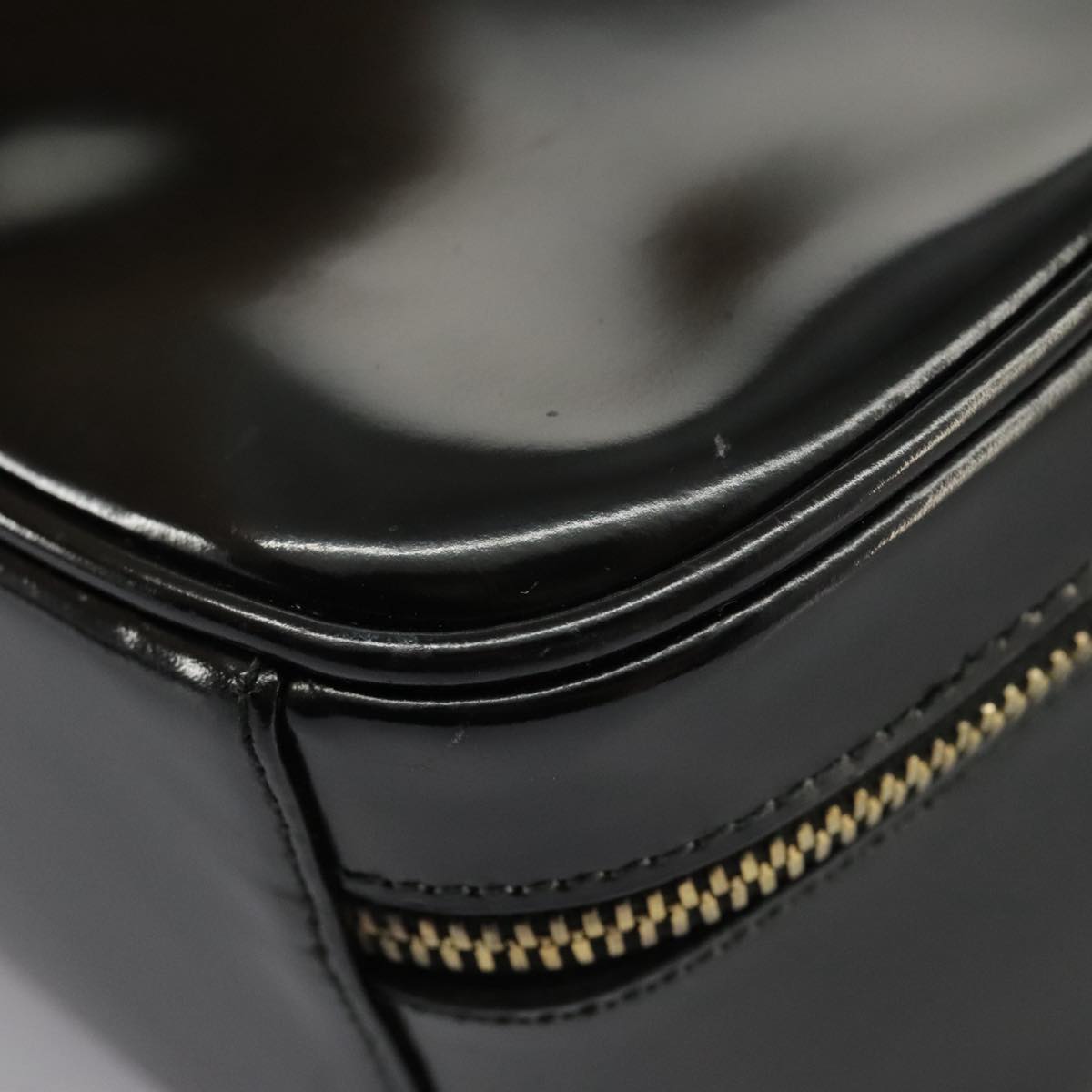 GUCCI Bamboo Vanity Hand Bag Patent 2way Black 000 3270 0323 ar12726