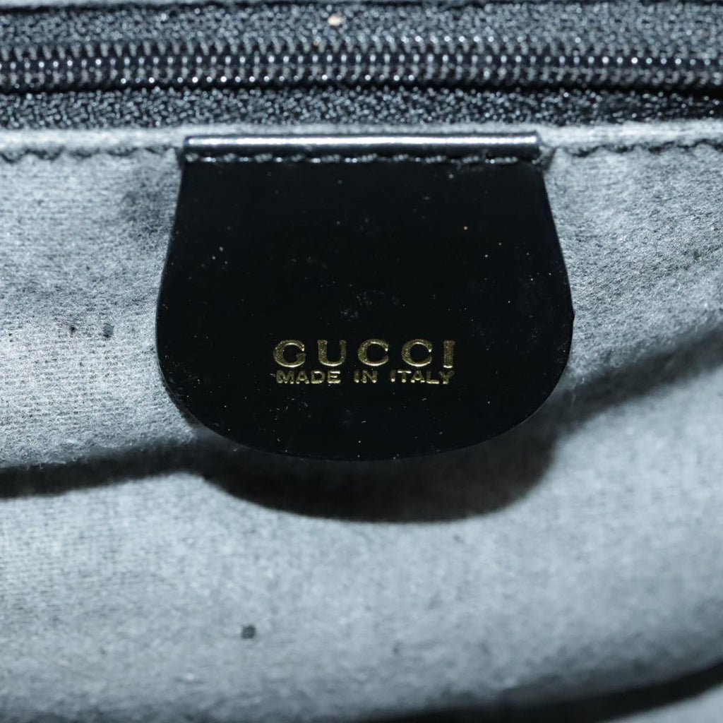 GUCCI Bamboo Vanity Hand Bag Patent 2way Black 000 3270 0323 ar12726