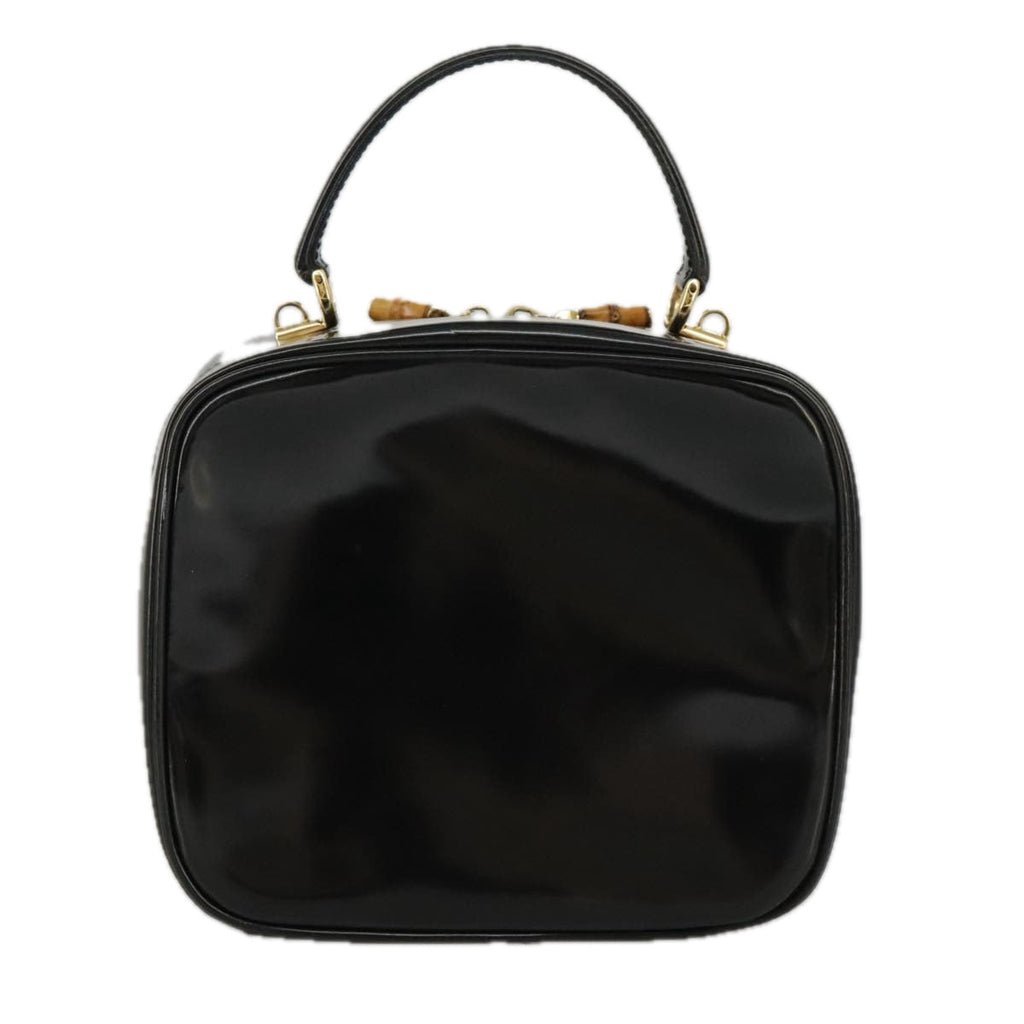 GUCCI Bamboo Vanity Hand Bag Patent 2way Black 000 3270 0323 ar12726