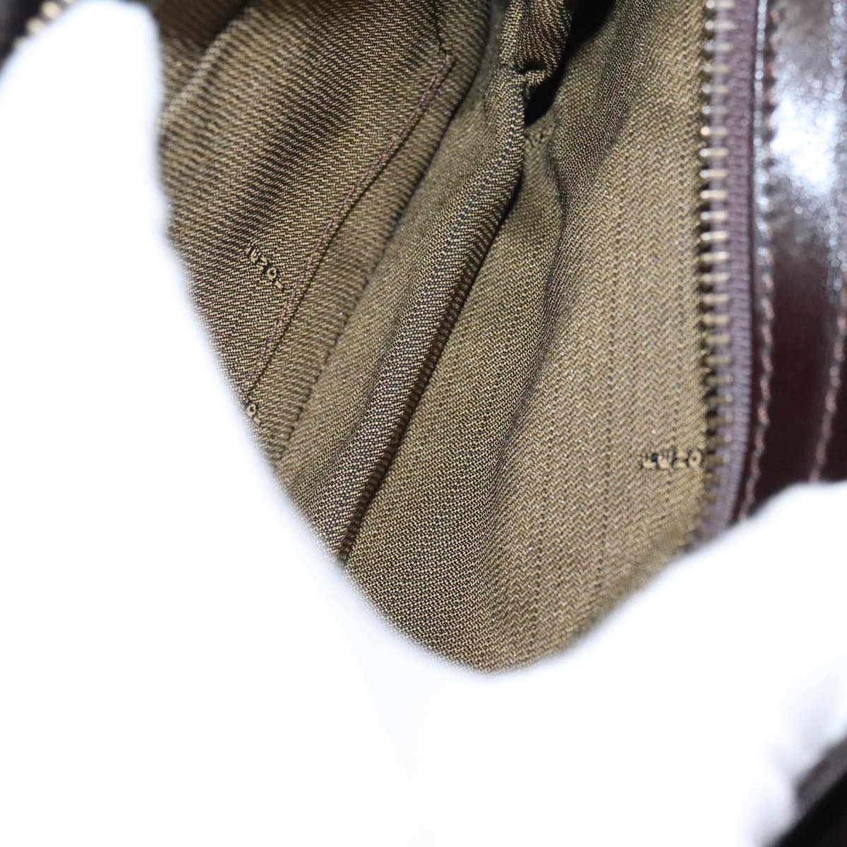 FENDI Zucca Canvas Hand Bag Brown Black gold ar12735