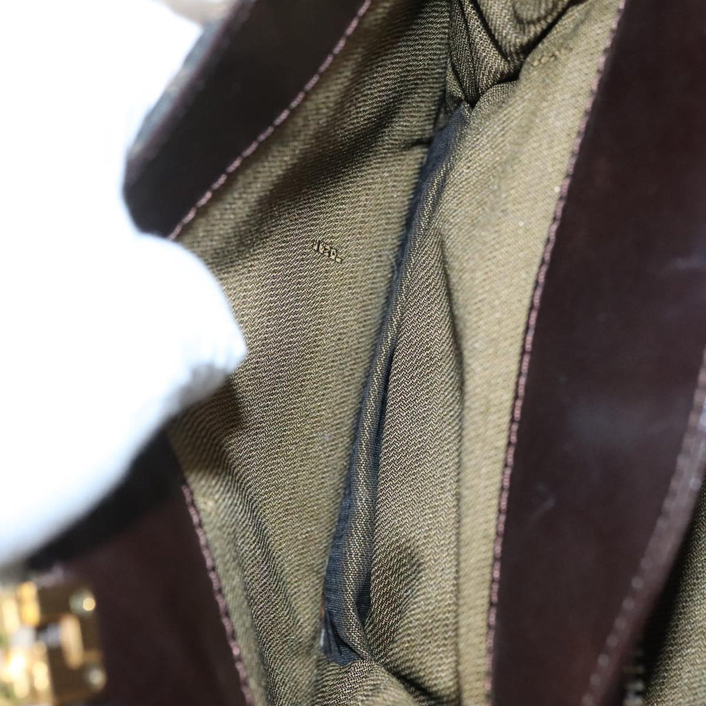 FENDI Zucca Canvas Hand Bag Brown Black gold ar12735
