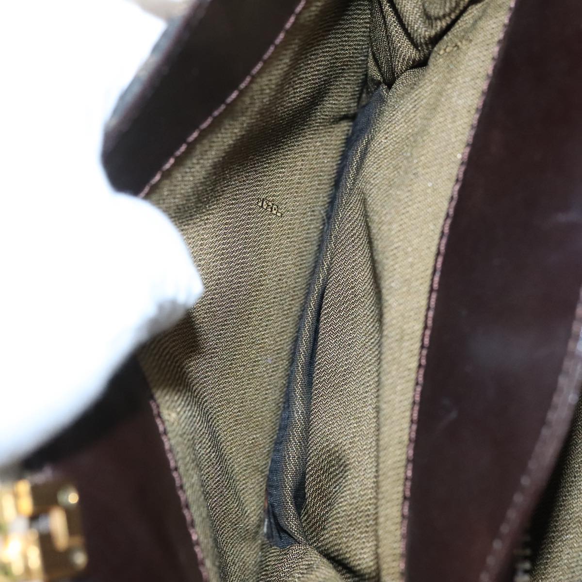 FENDI Zucca Canvas Hand Bag Brown Black gold ar12735