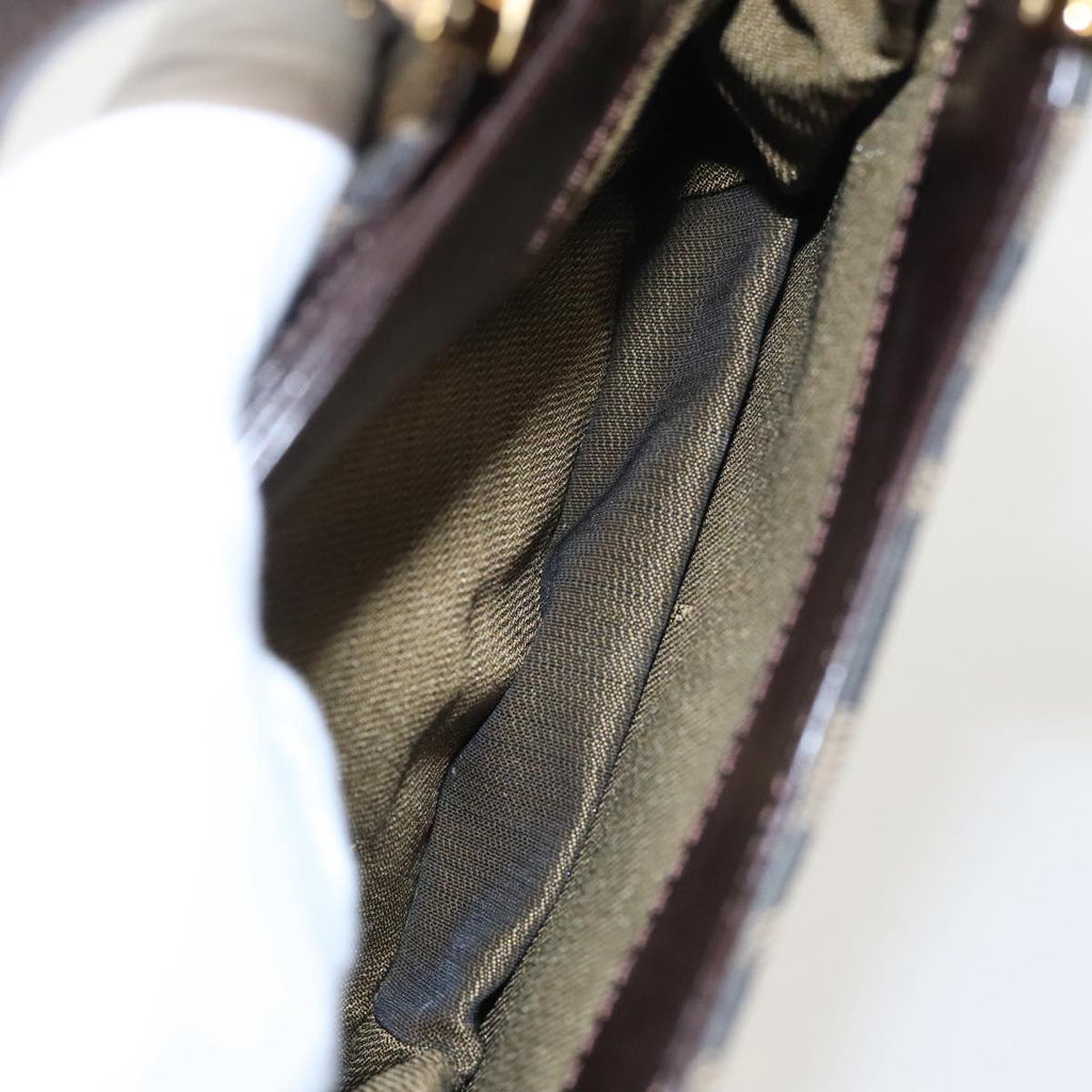 FENDI Zucca Canvas Hand Bag Brown Black gold ar12735