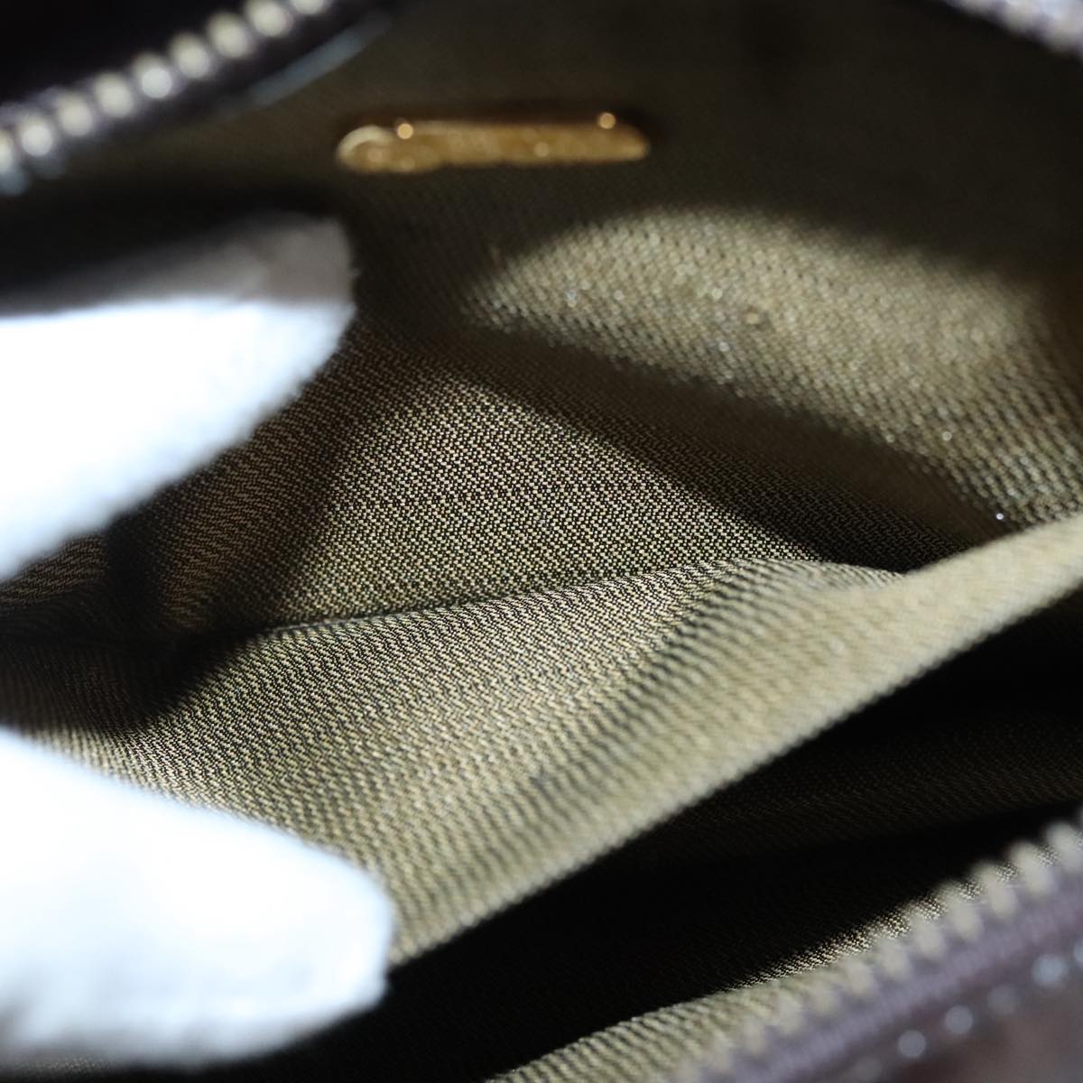 FENDI Zucca Canvas Hand Bag Brown Black gold ar12735