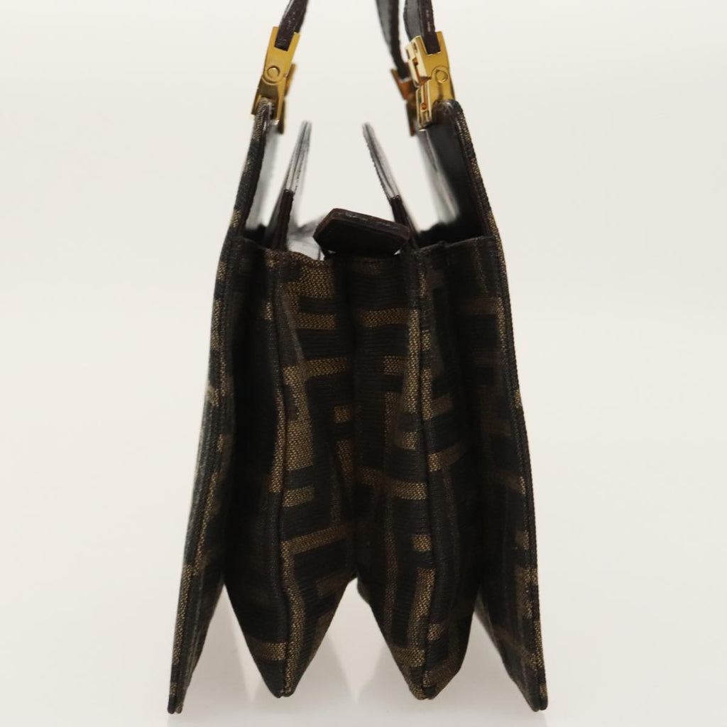 FENDI Zucca Canvas Hand Bag Brown Black gold ar12735