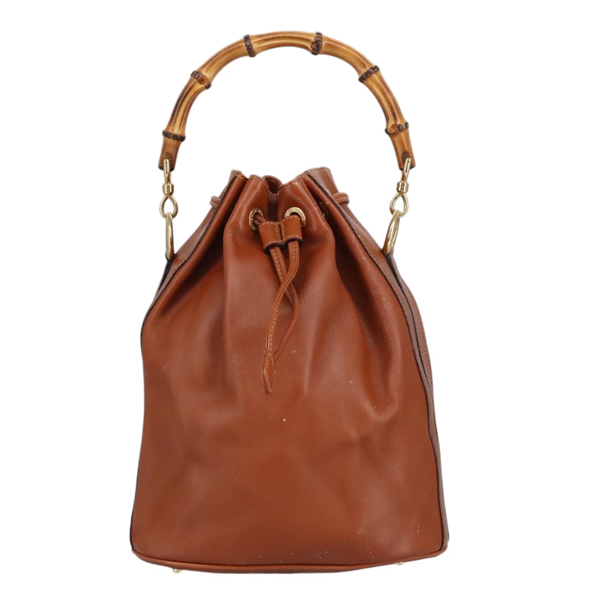 GUCCI Bamboo Hand Bag Leather 2way Brown ar12794
