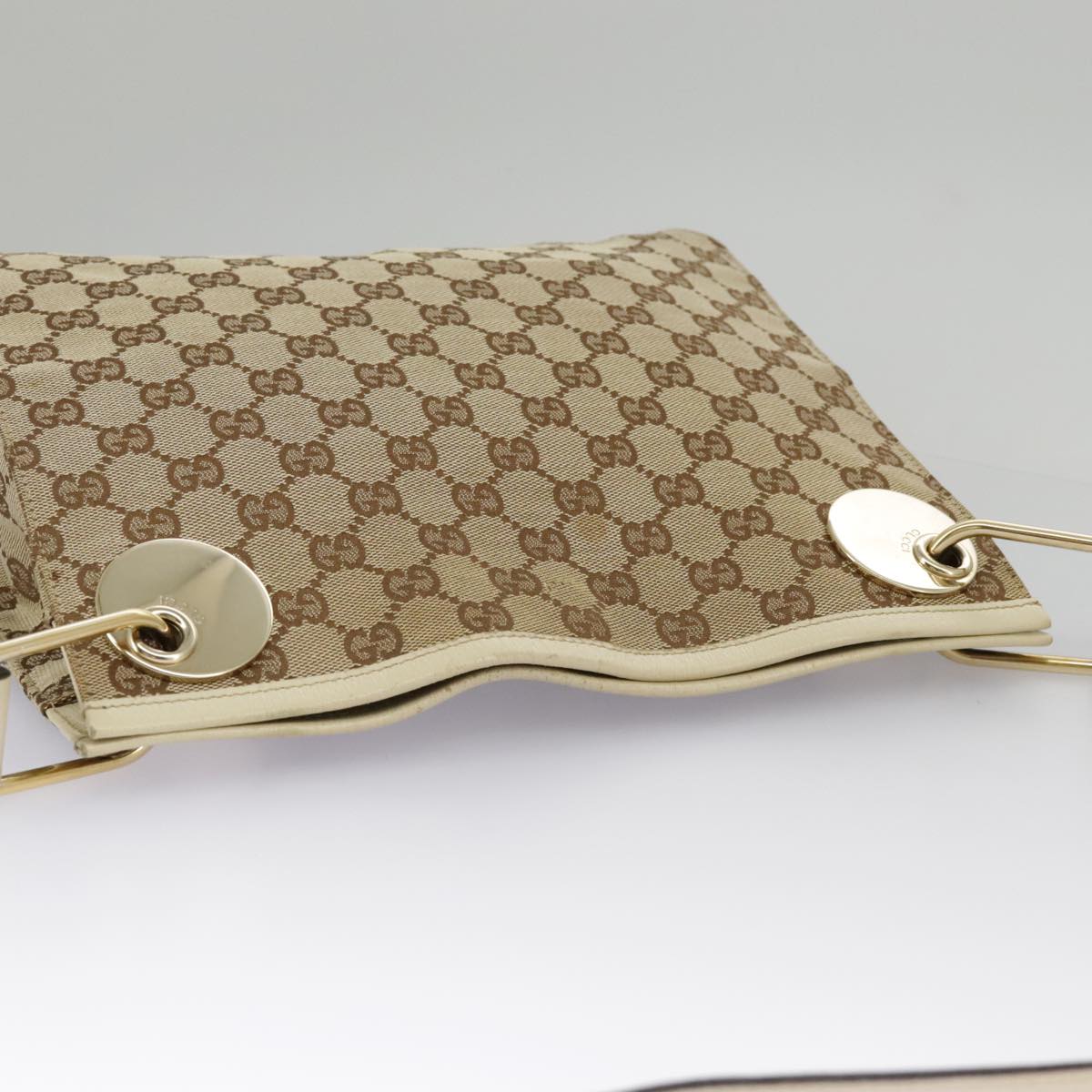 GUCCI GG Canvas Shoulder Bag Beige Cream Gold 120841 ar12809