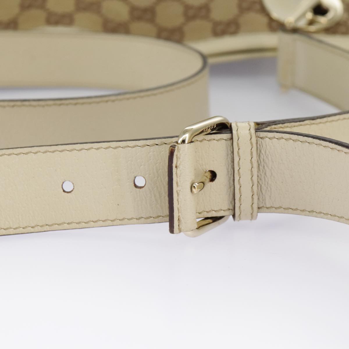 GUCCI GG Canvas Shoulder Bag Beige Cream Gold 120841 ar12809