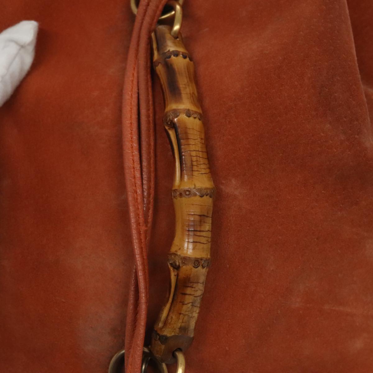 GUCCI Bamboo Backpack Suede Leather Orange ar12817