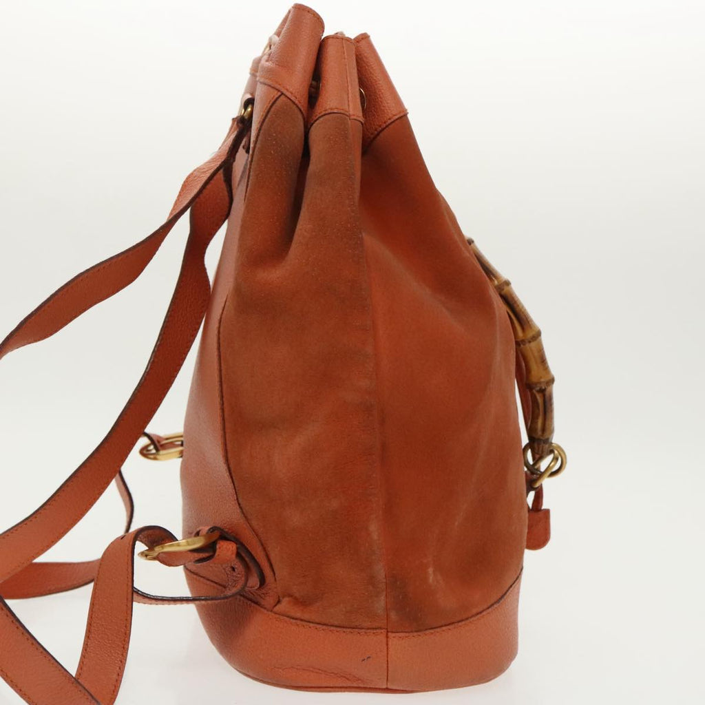 GUCCI Bamboo Backpack Suede Leather Orange ar12817