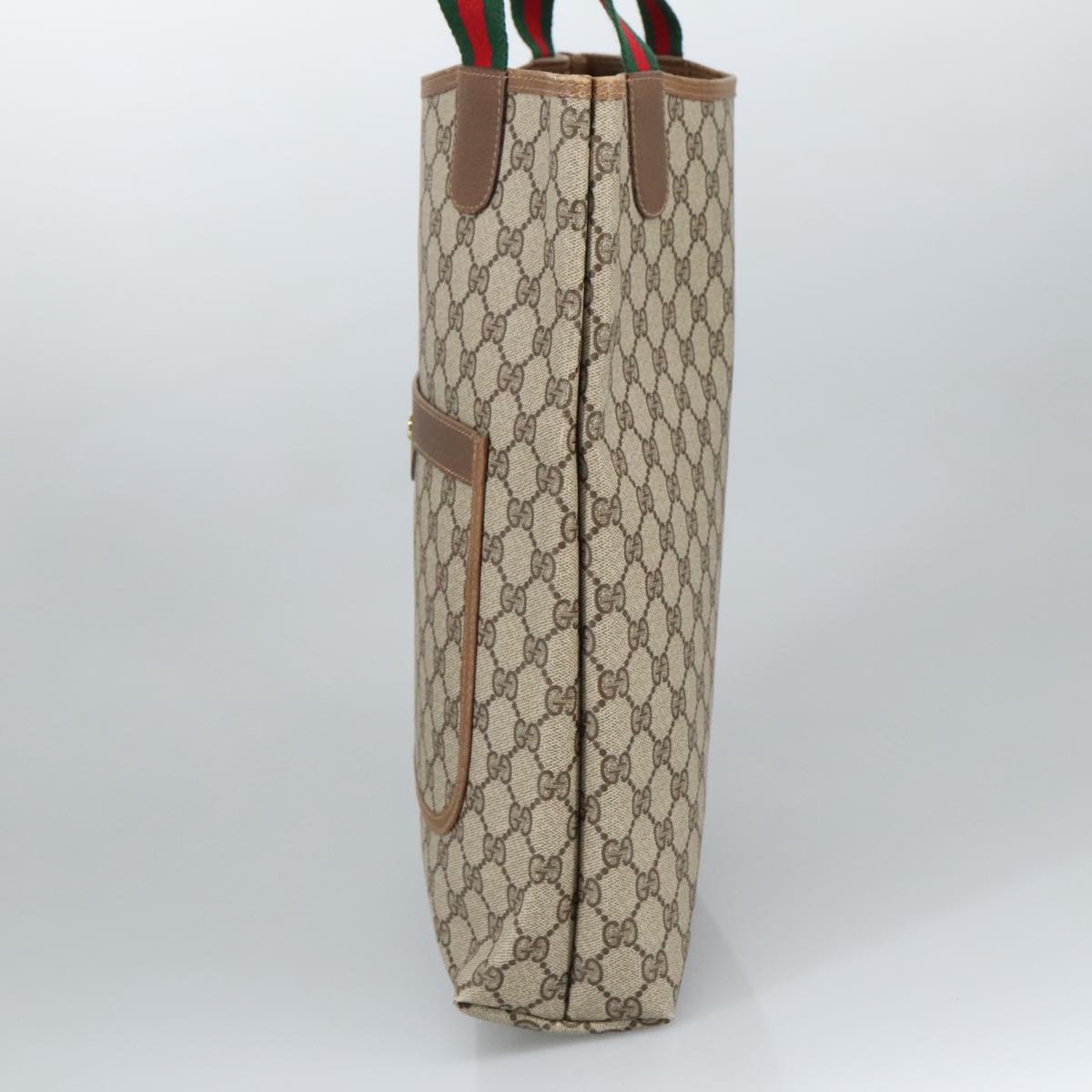 GUCCI GG Supreme Web Sherry Line Interlocking Tote Bag PVC Beige ar12821