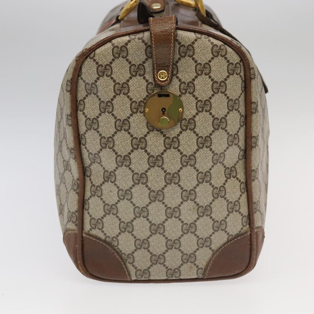 GUCCI GG Supreme Web Sherry Line Boston Bag PVC Beige Green Red ar12835