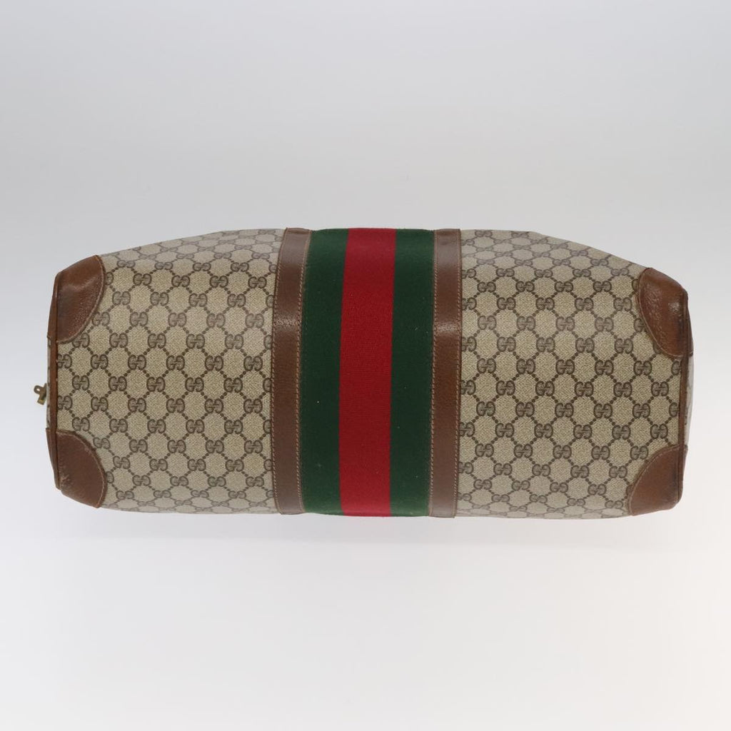 GUCCI GG Supreme Web Sherry Line Boston Bag PVC Beige Green Red ar12835