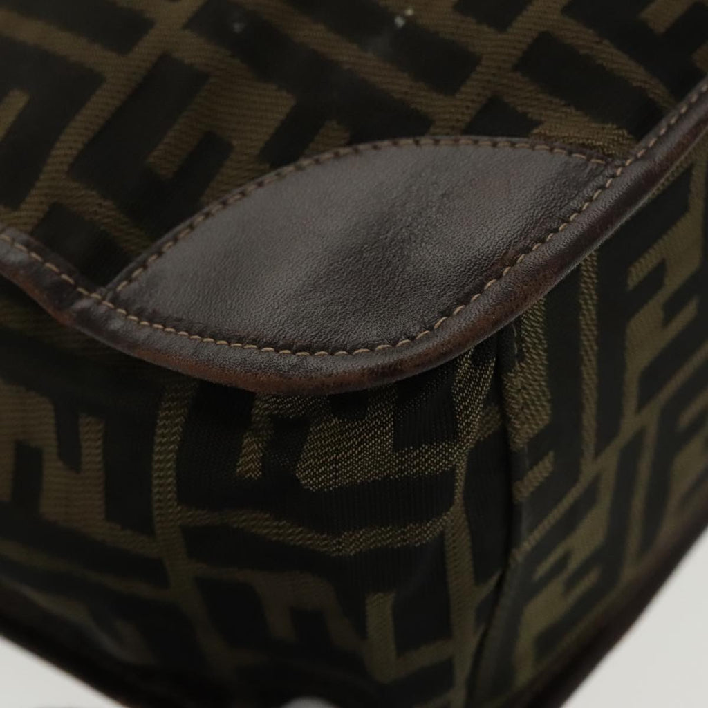 FENDI Zucca Canvas Hand Bag Brown Black Gold ar12836
