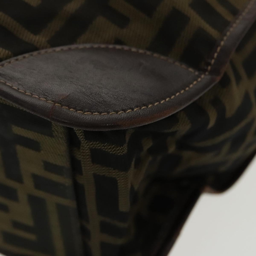 FENDI Zucca Canvas Hand Bag Brown Black Gold ar12836