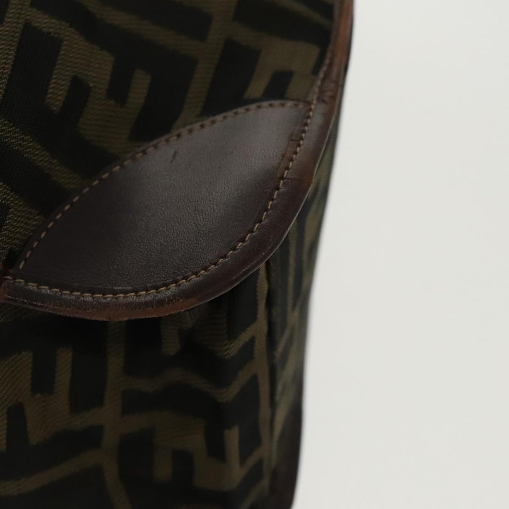 FENDI Zucca Canvas Hand Bag Brown Black Gold ar12836
