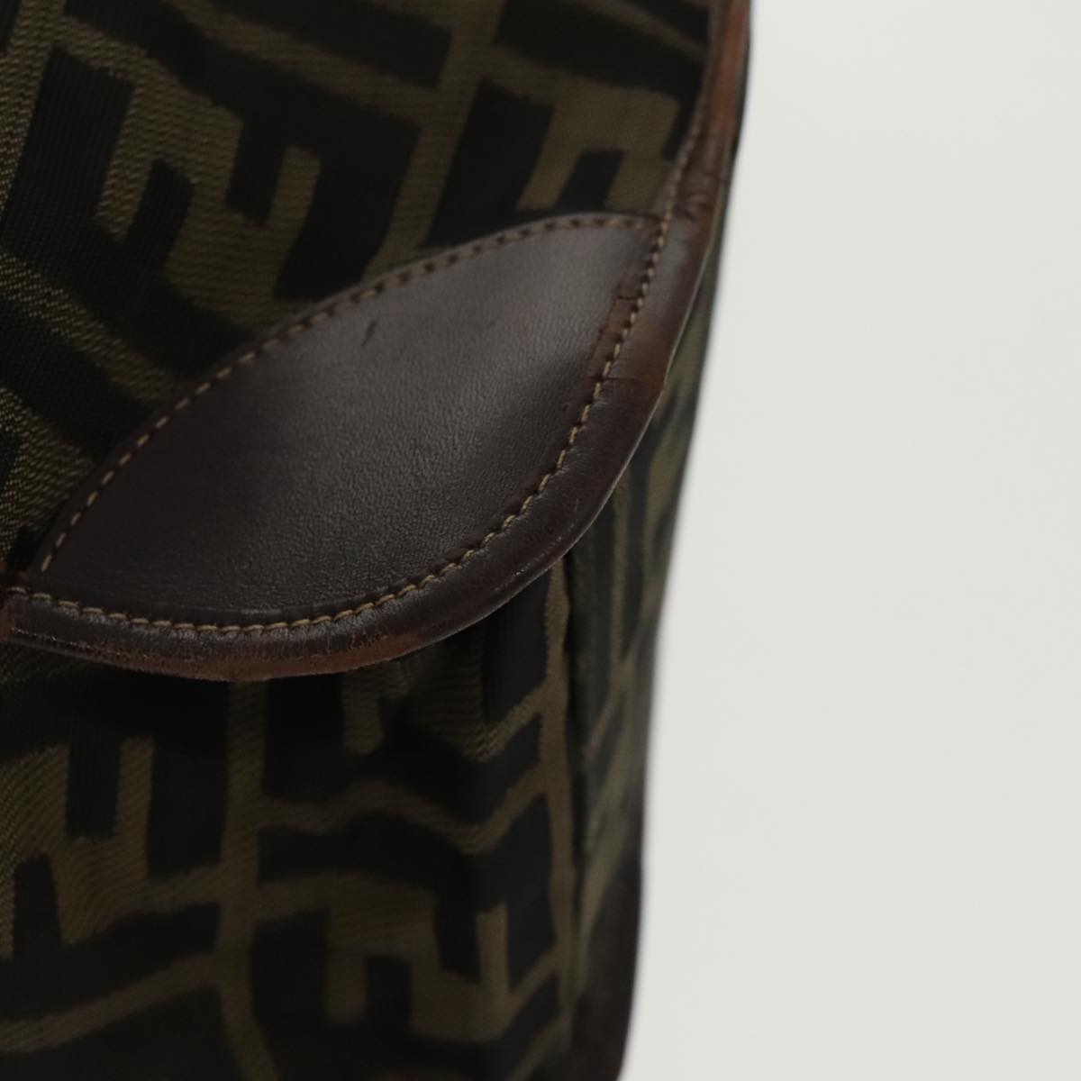 FENDI Zucca Canvas Hand Bag Brown Black Gold ar12836