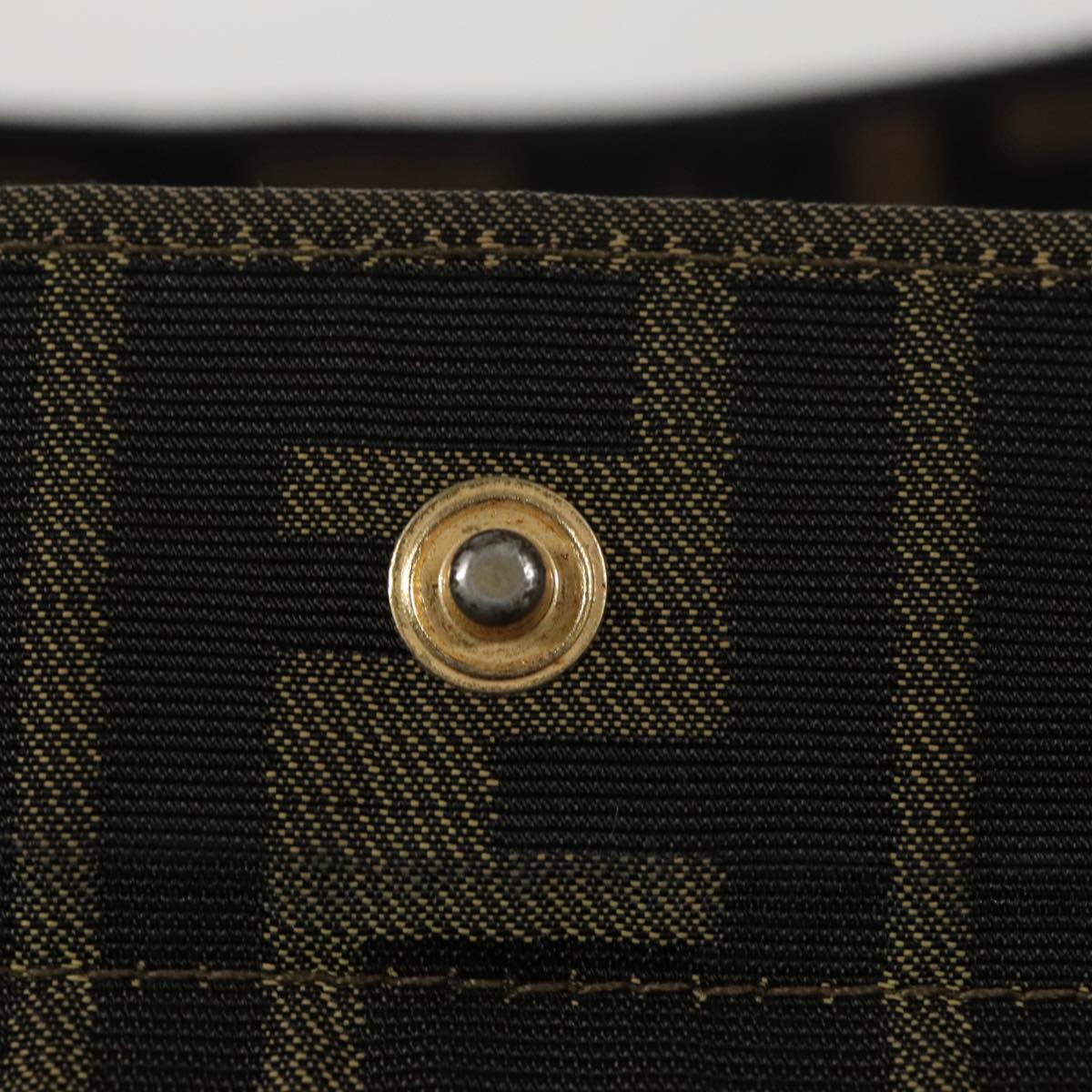 FENDI Zucca Canvas Hand Bag Brown Black Gold ar12836