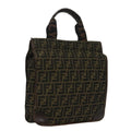 FENDI Zucca Canvas Hand Bag Brown Black Gold ar12836