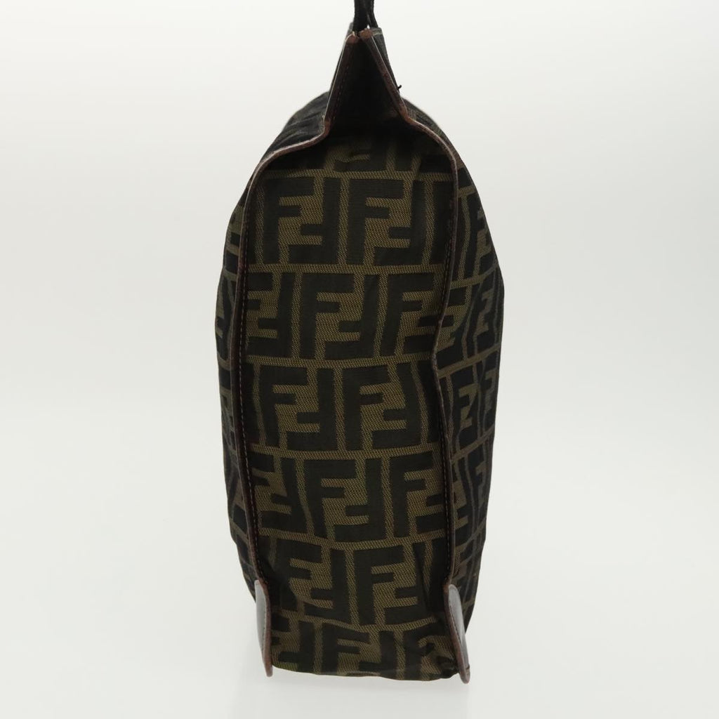 FENDI Zucca Canvas Hand Bag Brown Black Gold ar12836