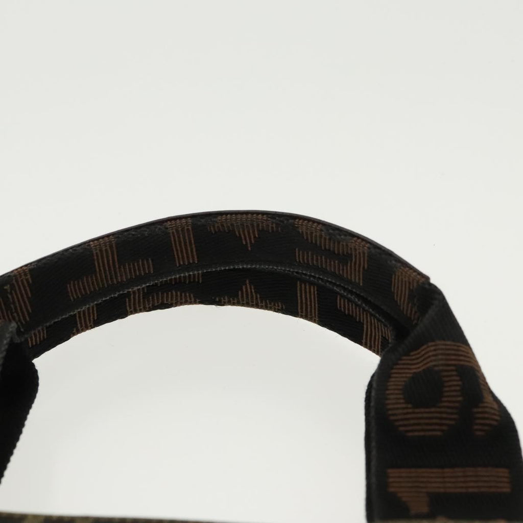 FENDI Zucca Canvas Hand Bag Brown Black Gold ar12836