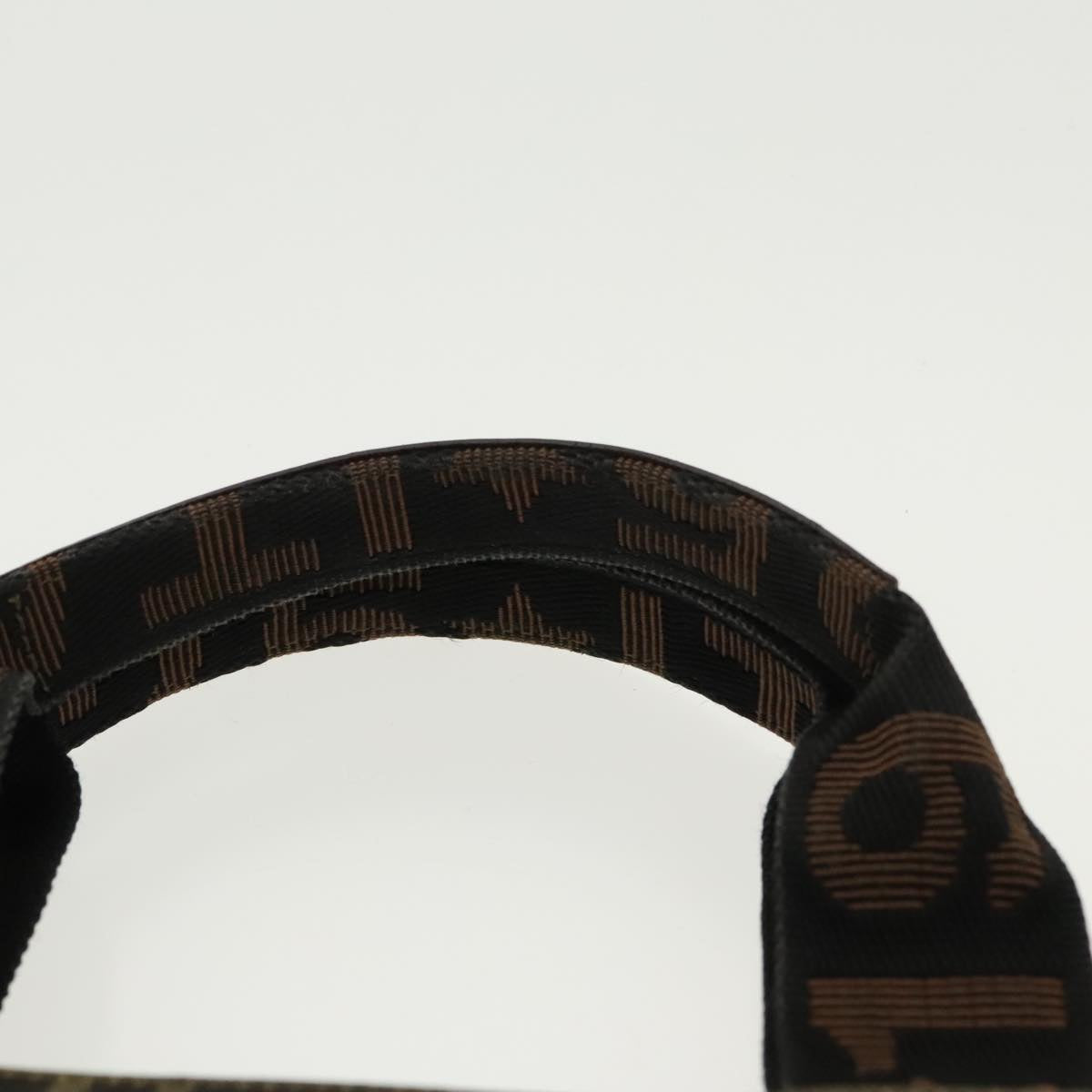 FENDI Zucca Canvas Hand Bag Brown Black Gold ar12836