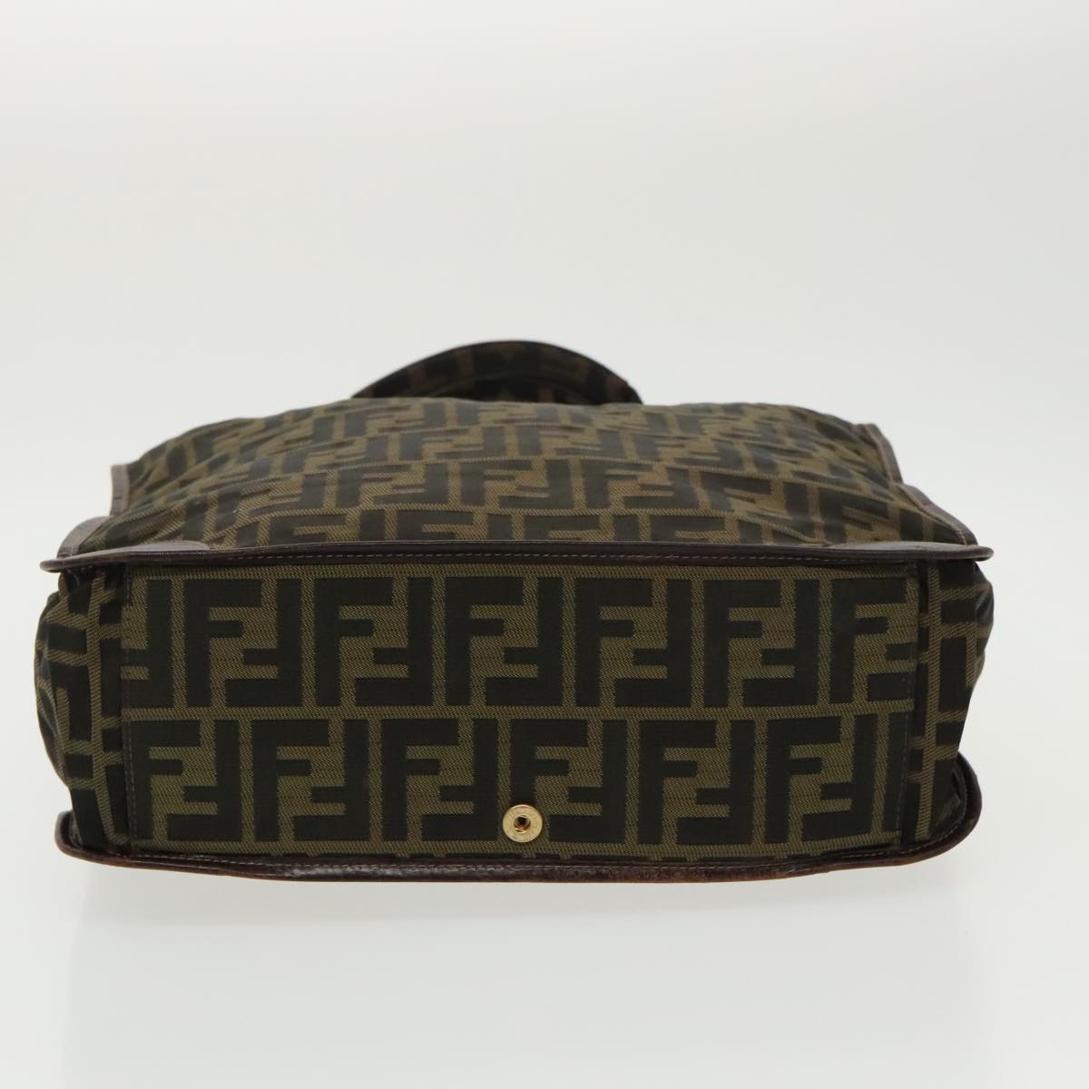FENDI Zucca Canvas Hand Bag Brown Black Gold ar12836