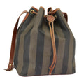 FENDI Pecan Canvas Shoulder Bag Brown Black ar12875