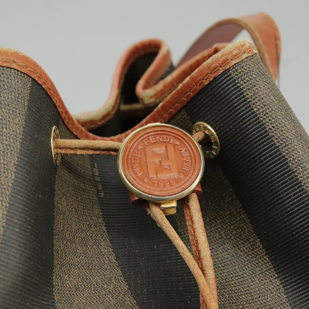 FENDI Pecan Canvas Shoulder Bag Brown Black ar12875