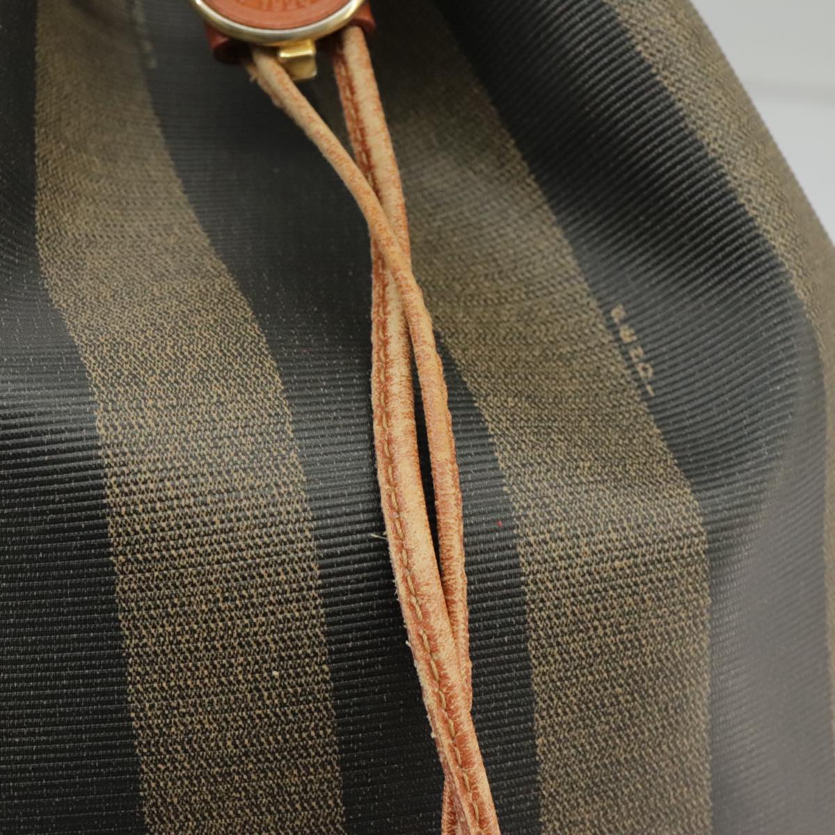 FENDI Pecan Canvas Shoulder Bag Brown Black ar12875