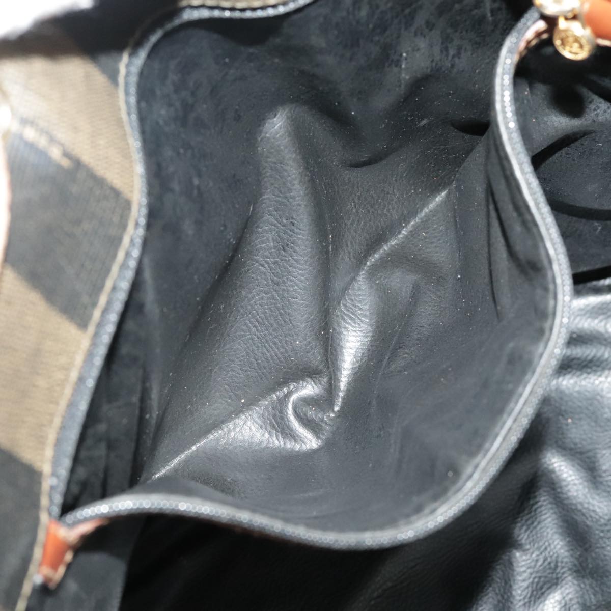 FENDI Pecan Canvas Shoulder Bag Brown Black ar12875