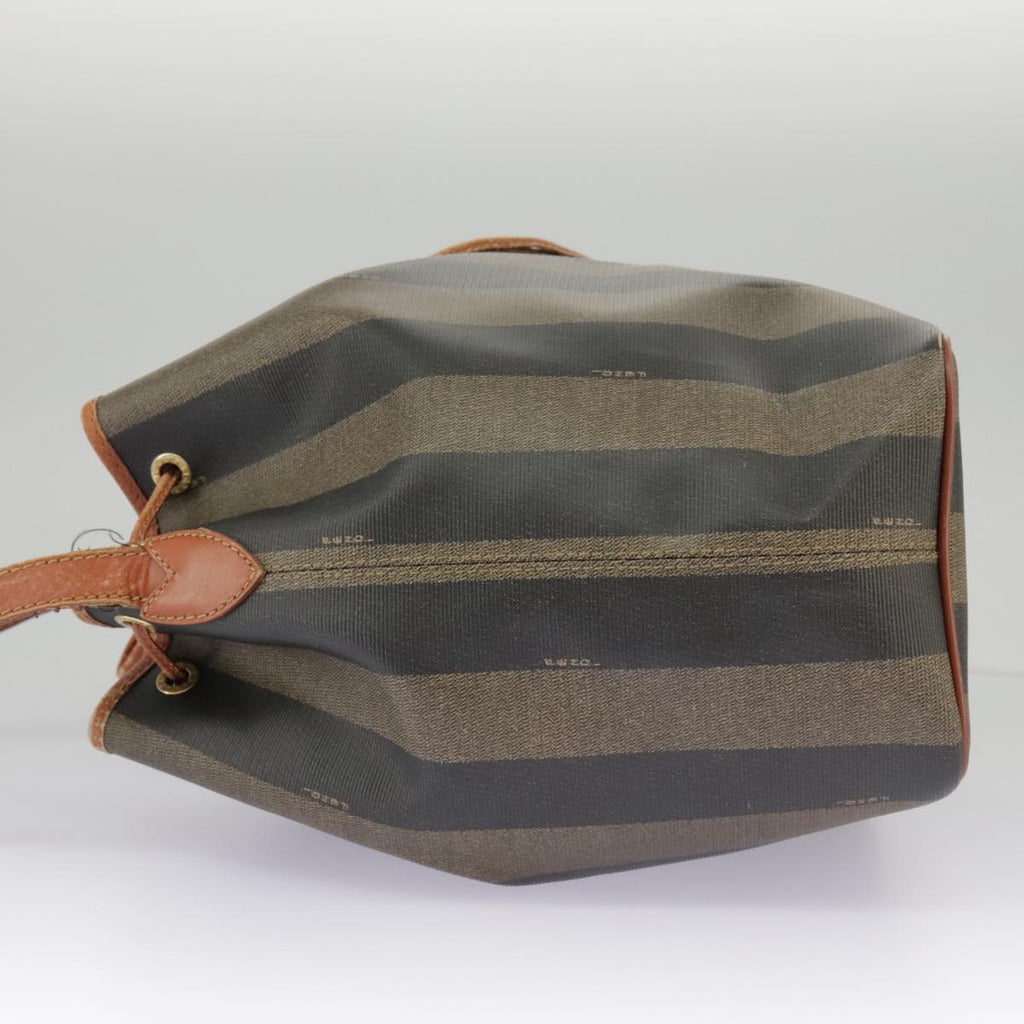 FENDI Pecan Canvas Shoulder Bag Brown Black ar12875