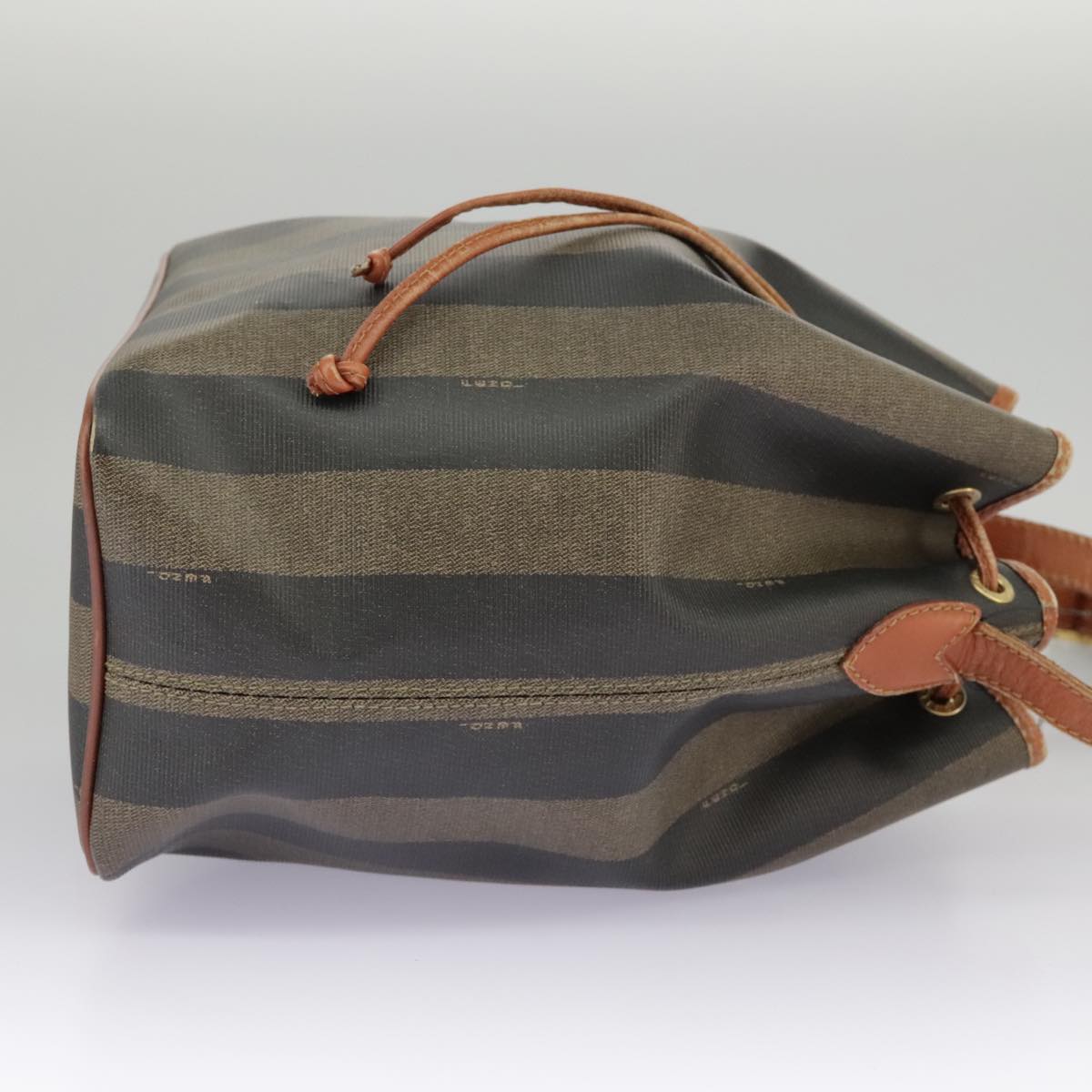 FENDI Pecan Canvas Shoulder Bag Brown Black ar12875