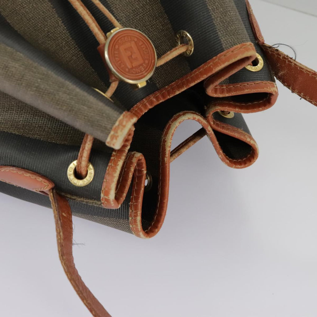 FENDI Pecan Canvas Shoulder Bag Brown Black ar12875