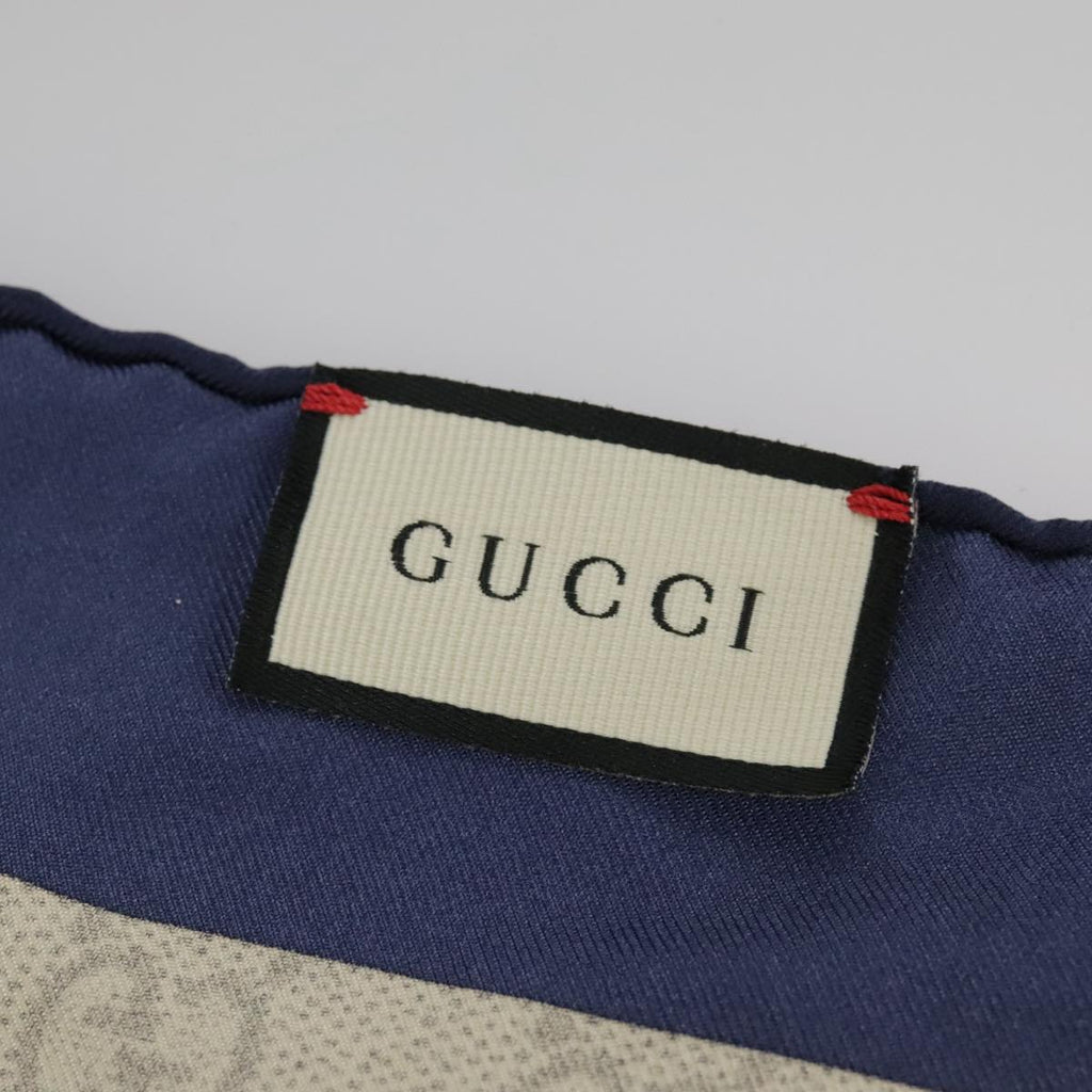 GUCCI Scarf Silk Beige Navy ar12889