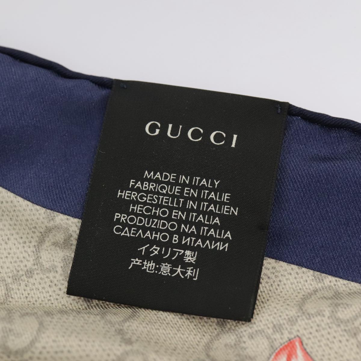 GUCCI Scarf Silk Beige Navy ar12889