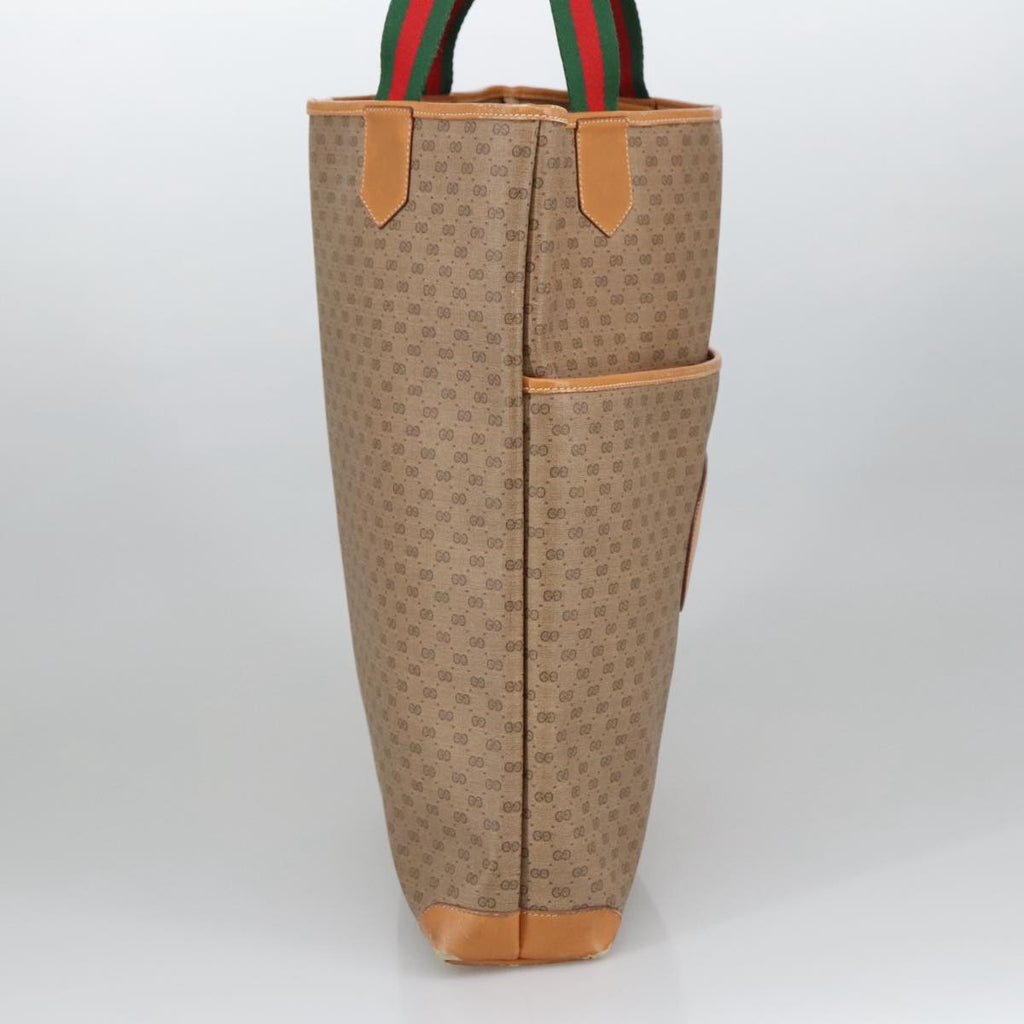 GUCCI Micro GG Supreme Web Sherry Line Tote Bag PVC Beige Red Green ar12946