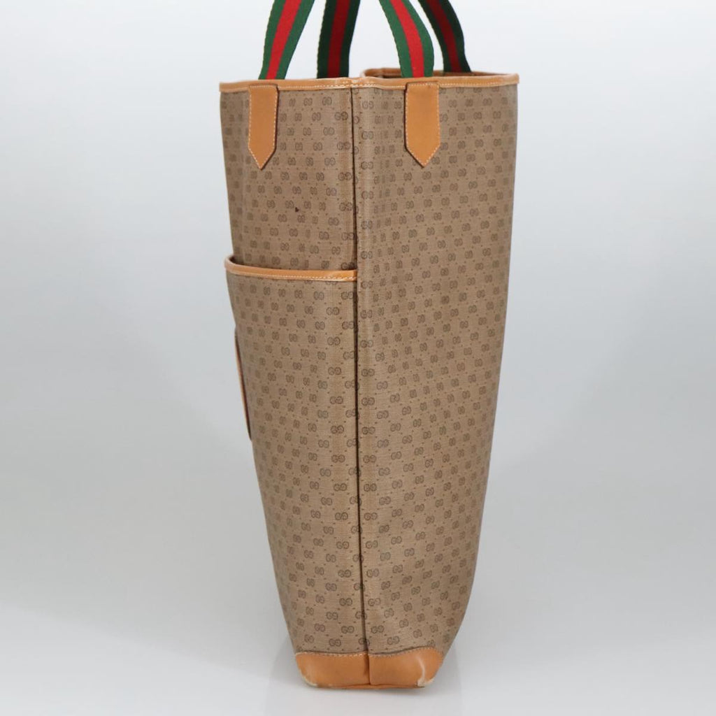 GUCCI Micro GG Supreme Web Sherry Line Tote Bag PVC Beige Red Green ar12946
