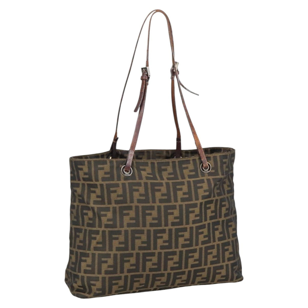 FENDI Zucca Canvas Tote Bag Brown Black ar12958
