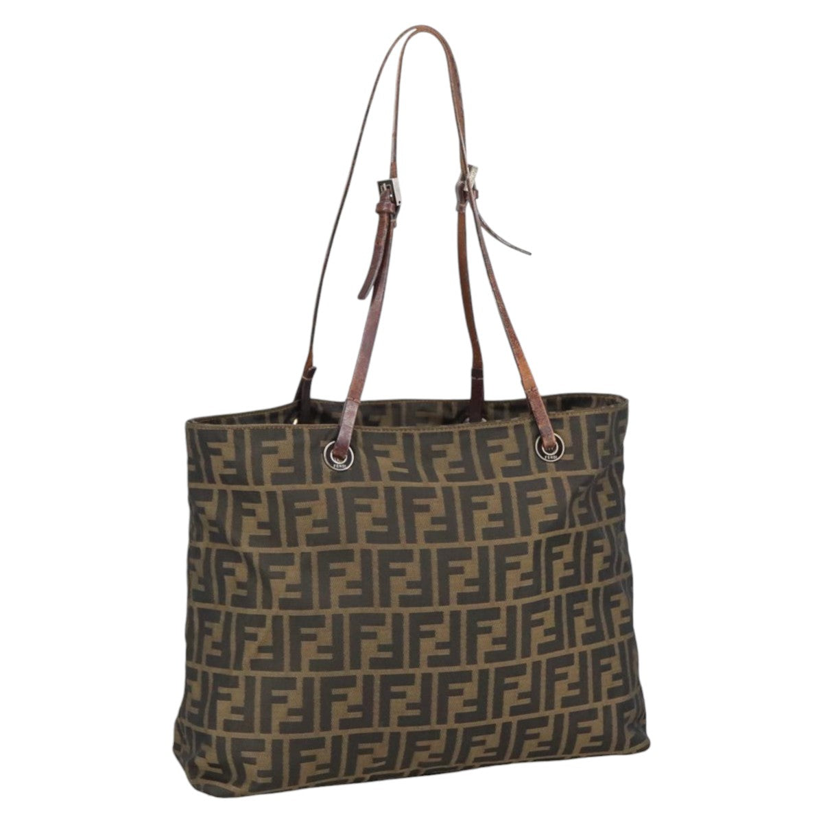 FENDI Zucca Canvas Tote Bag Brown Black ar12958