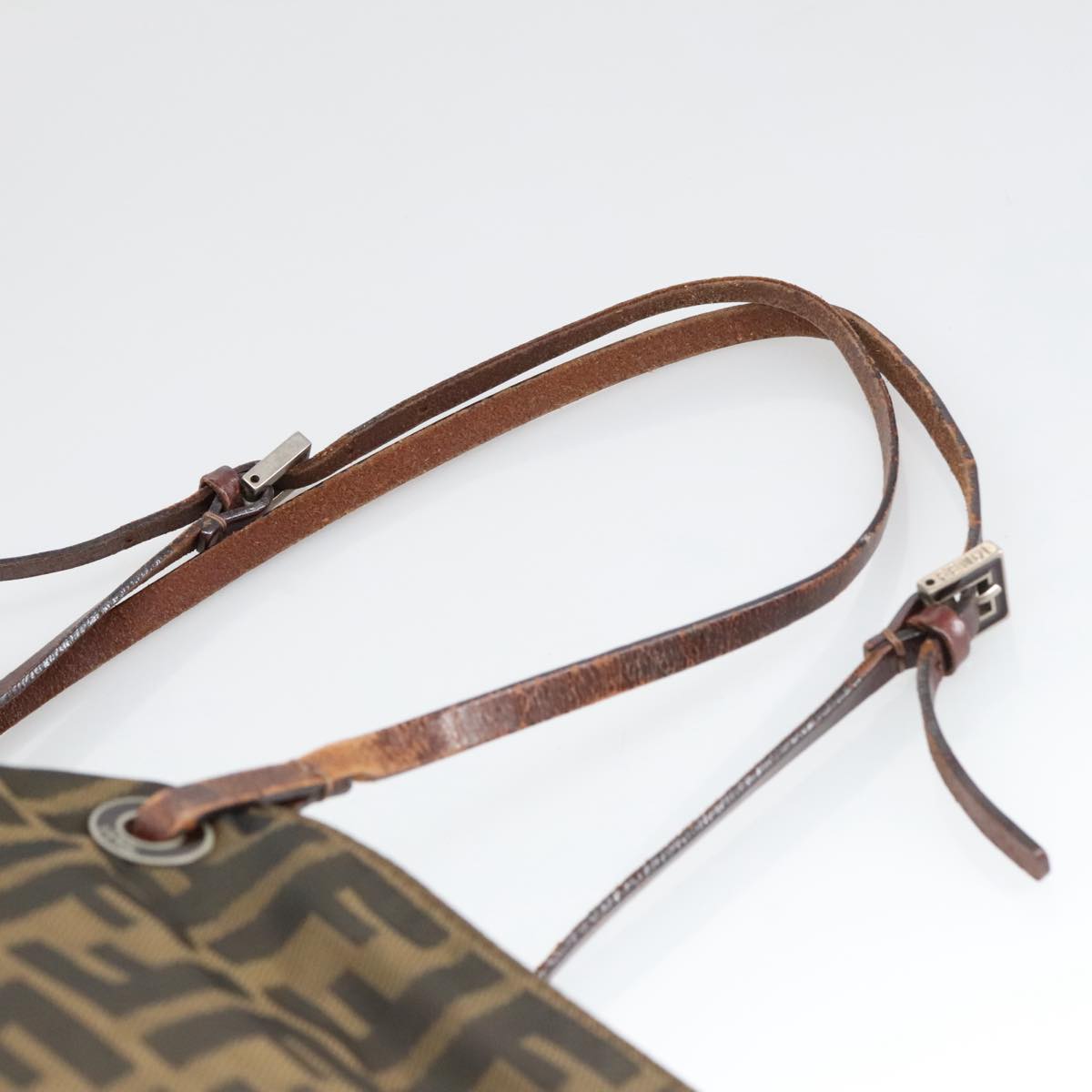 FENDI Zucca Canvas Tote Bag Brown Black ar12958