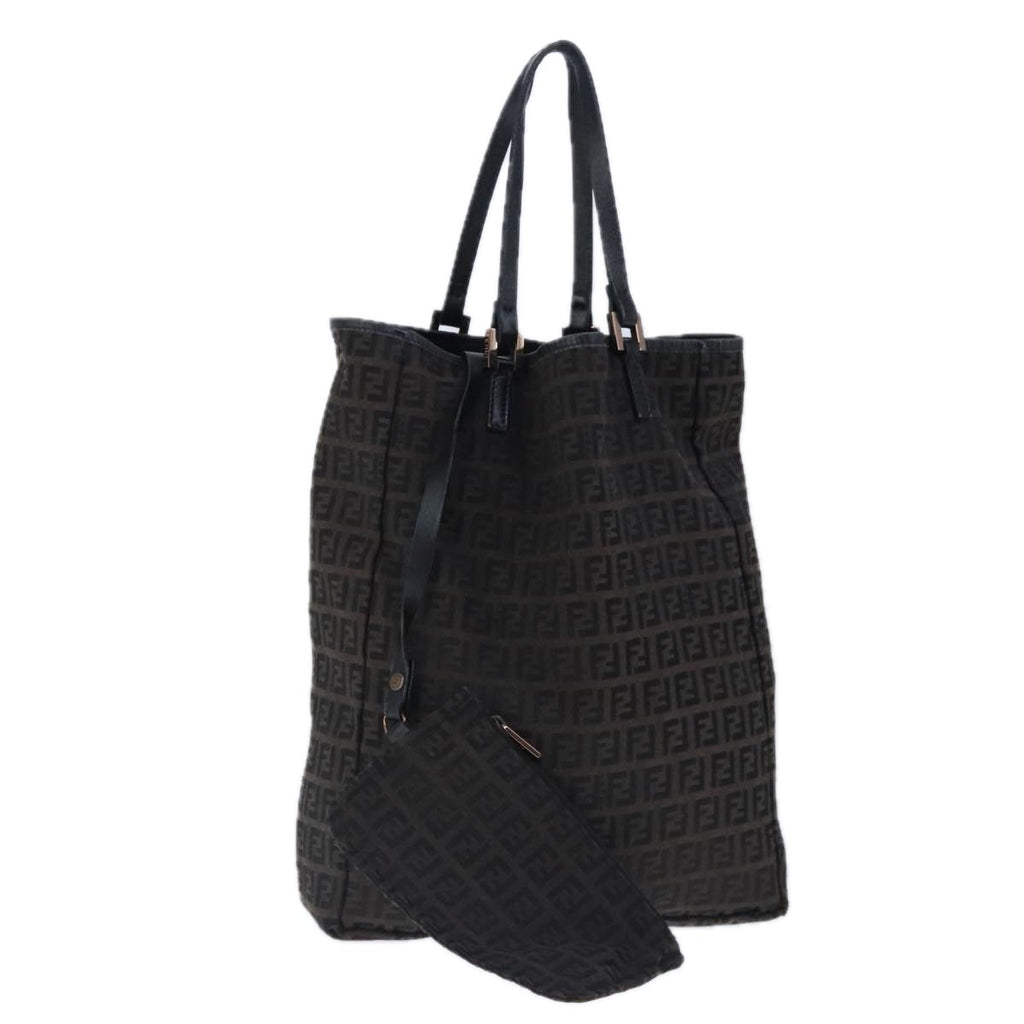 FENDI Zucchino Canvas Tote Bag Brown ar12959