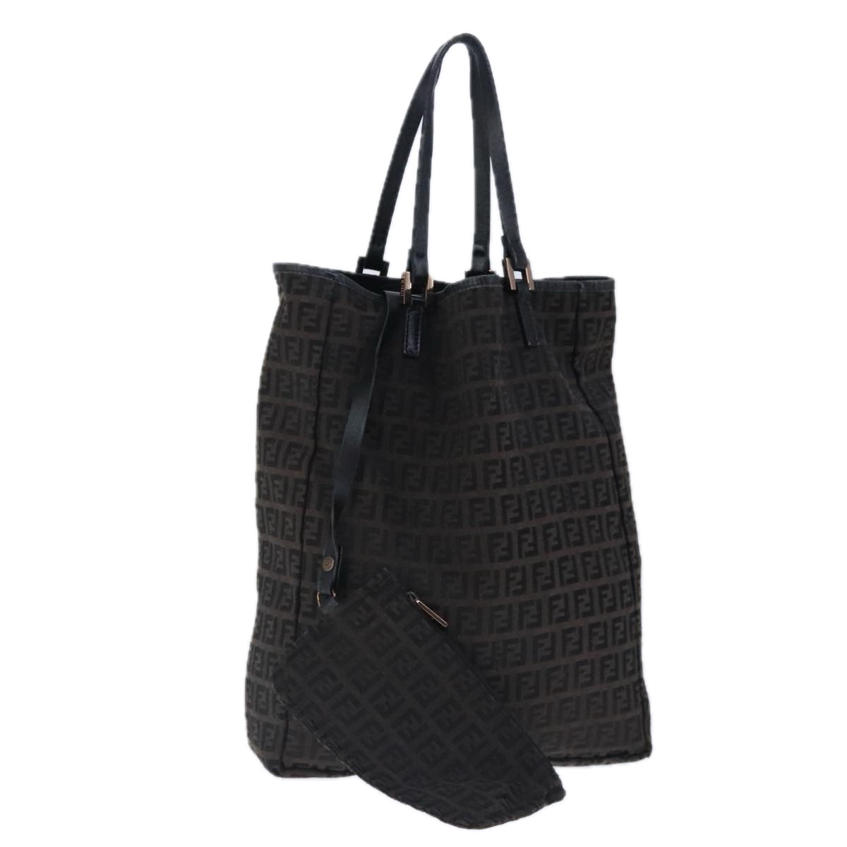 FENDI Zucchino Canvas Tote Bag Brown ar12959